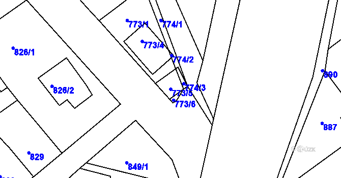 Parcela st. 773/5 v KÚ Novosedlice, Katastrální mapa