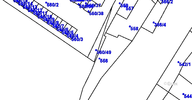 Parcela st. 560/49 v KÚ Novosedlice, Katastrální mapa