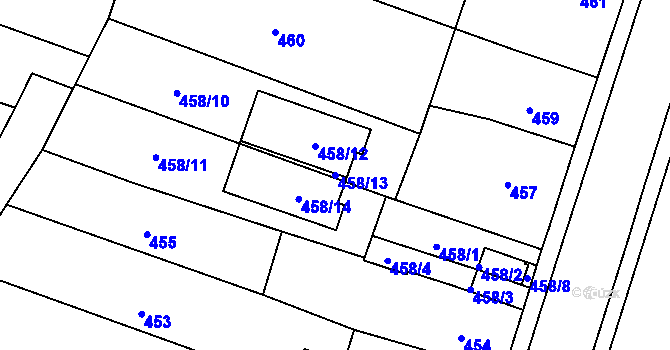 Parcela st. 458/13 v KÚ Novosedlice, Katastrální mapa