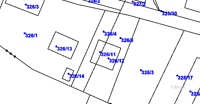 Parcela st. 326/11 v KÚ Novosedlice, Katastrální mapa