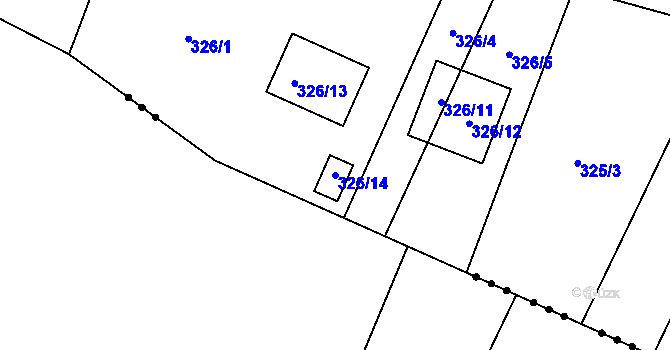 Parcela st. 326/14 v KÚ Novosedlice, Katastrální mapa