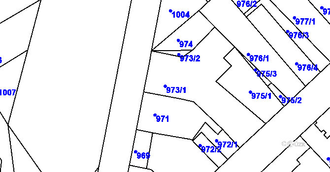 Parcela st. 973/1 v KÚ Novosedlice, Katastrální mapa