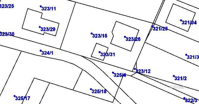 Parcela st. 323/31 v KÚ Novosedlice, Katastrální mapa