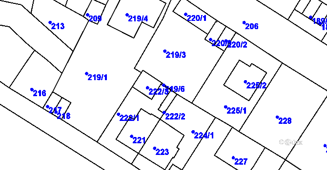 Parcela st. 219/6 v KÚ Novosedlice, Katastrální mapa