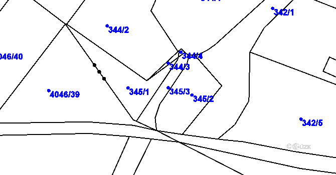 Parcela st. 345/3 v KÚ Novosedlice, Katastrální mapa