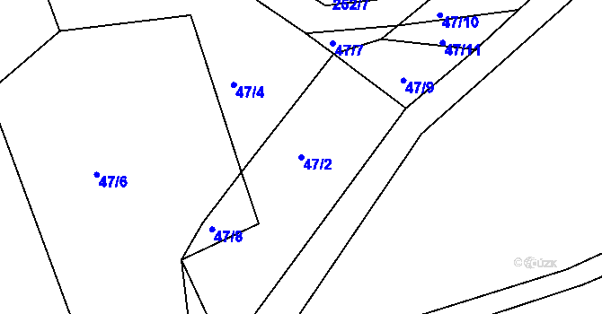 Parcela st. 47/2 v KÚ Novosedly u Rakovníka, Katastrální mapa