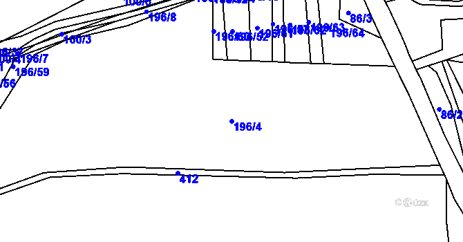 Parcela st. 196/4 v KÚ Novosedly u Rakovníka, Katastrální mapa