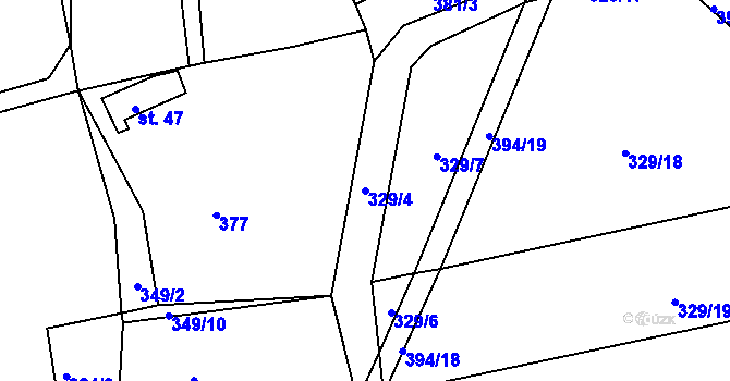 Parcela st. 329/4 v KÚ Novosedly u Rakovníka, Katastrální mapa