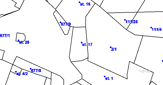Parcela st. 17 v KÚ Koclov, Katastrální mapa