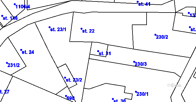 Parcela st. 31 v KÚ Koclov, Katastrální mapa