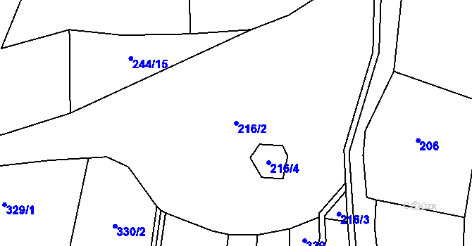 Parcela st. 216/2 v KÚ Koclov, Katastrální mapa