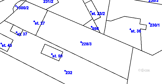 Parcela st. 228/3 v KÚ Koclov, Katastrální mapa