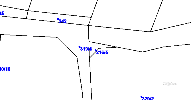 Parcela st. 216/5 v KÚ Koclov, Katastrální mapa