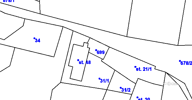Parcela st. 699 v KÚ Koclov, Katastrální mapa
