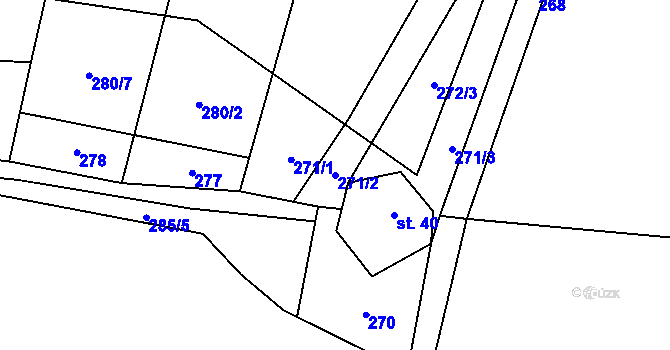 Parcela st. 271/2 v KÚ Koclov, Katastrální mapa