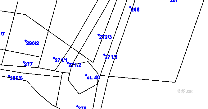 Parcela st. 271/3 v KÚ Koclov, Katastrální mapa