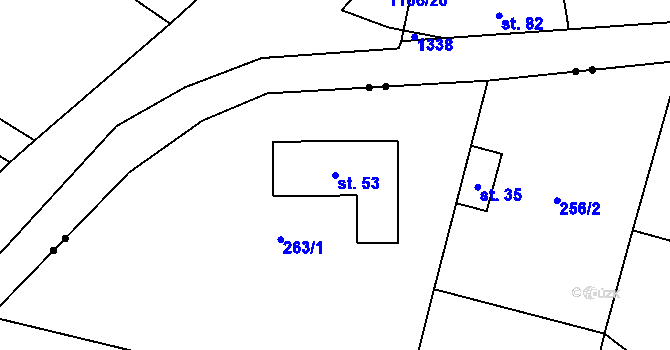 Parcela st. 53 v KÚ Koclov, Katastrální mapa