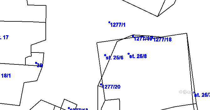 Parcela st. 25/6 v KÚ Novosedly u Strakonic, Katastrální mapa