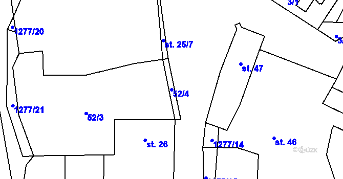 Parcela st. 52/4 v KÚ Novosedly u Strakonic, Katastrální mapa