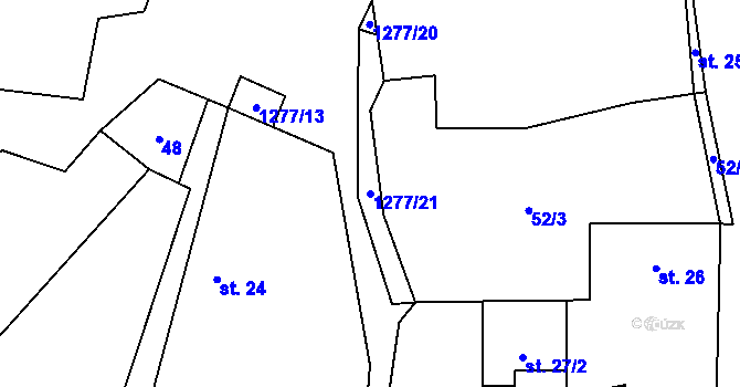 Parcela st. 1277/21 v KÚ Novosedly u Strakonic, Katastrální mapa