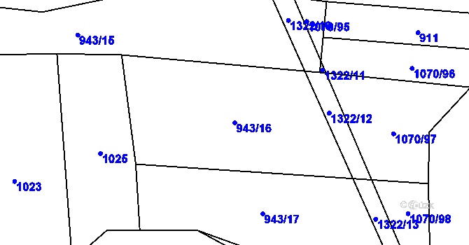 Parcela st. 943/16 v KÚ Novosedly u Strakonic, Katastrální mapa
