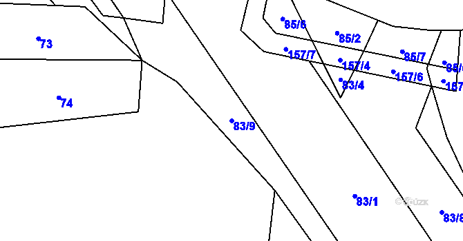 Parcela st. 83/9 v KÚ Novosedly u Strakonic, Katastrální mapa