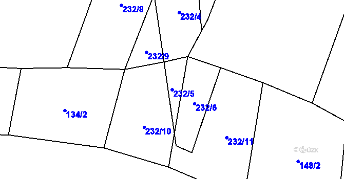 Parcela st. 232/5 v KÚ Novosedly u Strakonic, Katastrální mapa