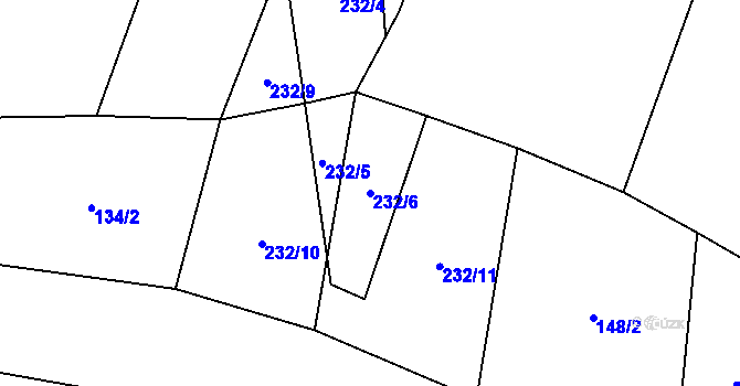 Parcela st. 232/6 v KÚ Novosedly u Strakonic, Katastrální mapa