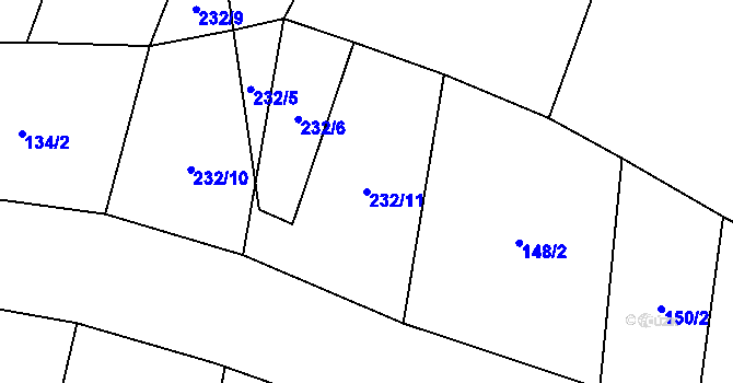Parcela st. 232/11 v KÚ Novosedly u Strakonic, Katastrální mapa