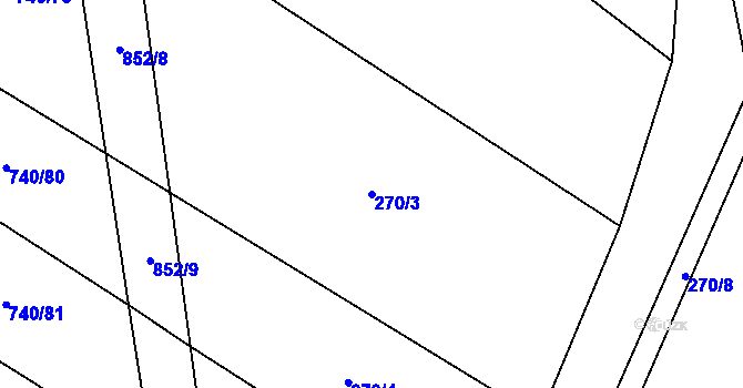 Parcela st. 270/3 v KÚ Novosedly u Strakonic, Katastrální mapa