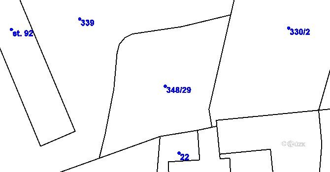 Parcela st. 348/29 v KÚ Novosedly u Strakonic, Katastrální mapa