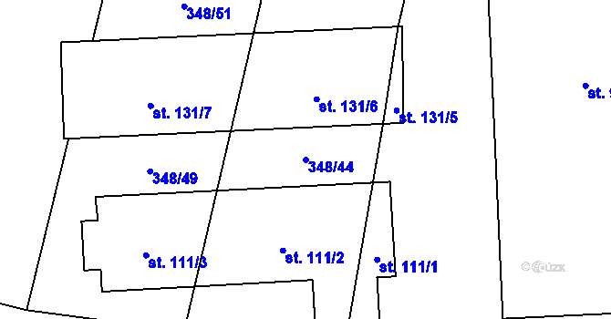 Parcela st. 348/44 v KÚ Novosedly u Strakonic, Katastrální mapa
