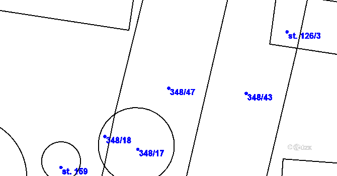 Parcela st. 348/47 v KÚ Novosedly u Strakonic, Katastrální mapa