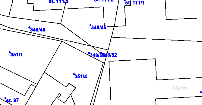 Parcela st. 348/52 v KÚ Novosedly u Strakonic, Katastrální mapa
