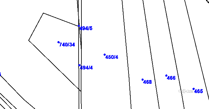 Parcela st. 450/4 v KÚ Novosedly u Strakonic, Katastrální mapa
