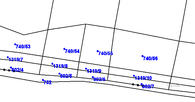 Parcela st. 740/55 v KÚ Novosedly u Strakonic, Katastrální mapa