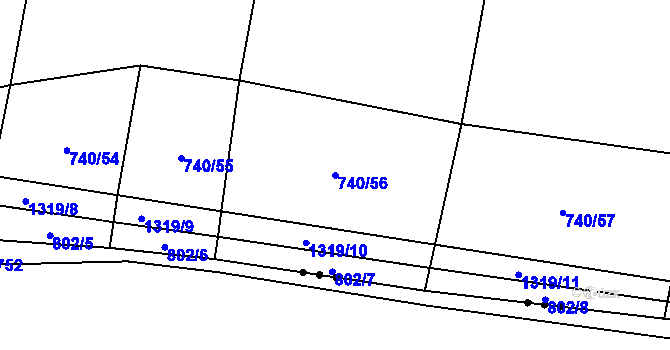 Parcela st. 740/56 v KÚ Novosedly u Strakonic, Katastrální mapa