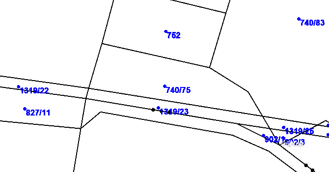 Parcela st. 740/75 v KÚ Novosedly u Strakonic, Katastrální mapa