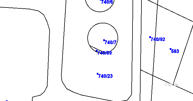 Parcela st. 740/89 v KÚ Novosedly u Strakonic, Katastrální mapa