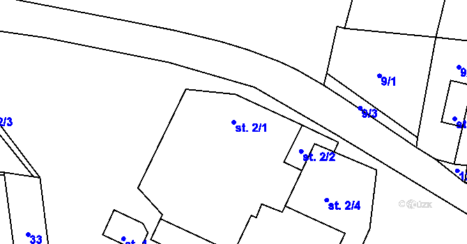 Parcela st. 2/1 v KÚ Novosedly u Strakonic, Katastrální mapa