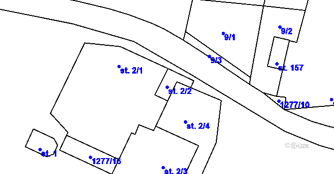 Parcela st. 2/2 v KÚ Novosedly u Strakonic, Katastrální mapa