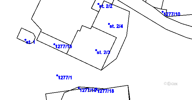 Parcela st. 2/3 v KÚ Novosedly u Strakonic, Katastrální mapa