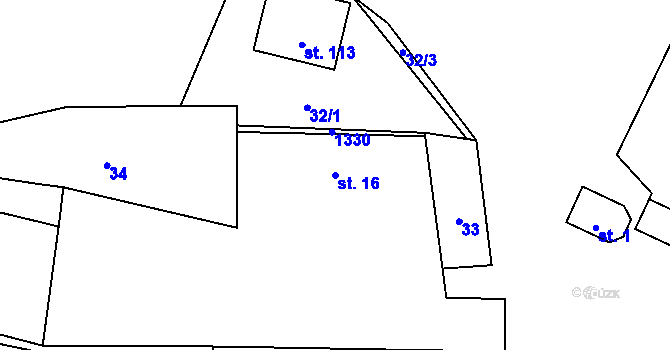 Parcela st. 16 v KÚ Novosedly u Strakonic, Katastrální mapa