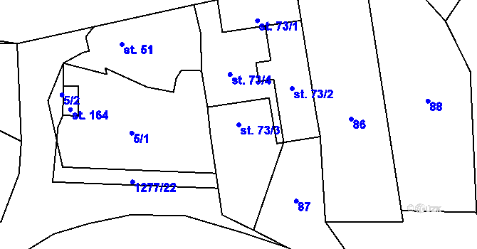Parcela st. 73/3 v KÚ Novosedly u Strakonic, Katastrální mapa