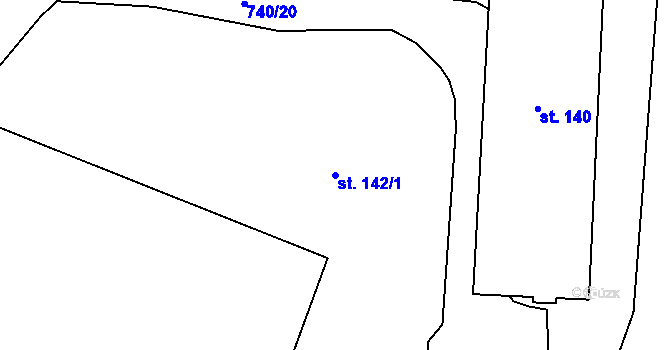 Parcela st. 142/1 v KÚ Novosedly u Strakonic, Katastrální mapa