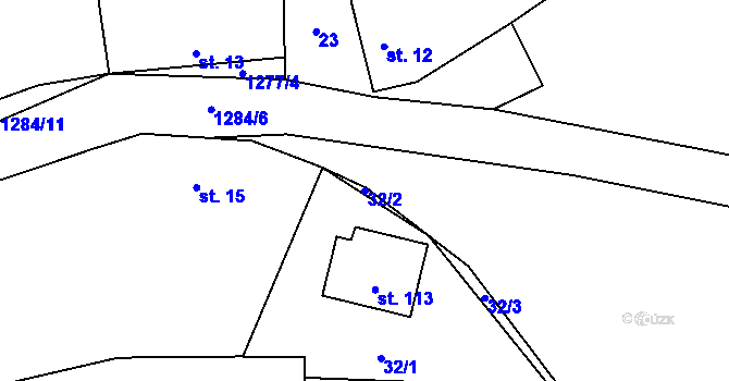 Parcela st. 32/2 v KÚ Novosedly u Strakonic, Katastrální mapa