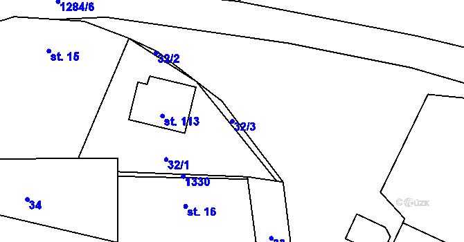 Parcela st. 32/3 v KÚ Novosedly u Strakonic, Katastrální mapa