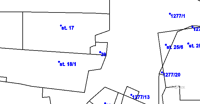 Parcela st. 39 v KÚ Novosedly u Strakonic, Katastrální mapa