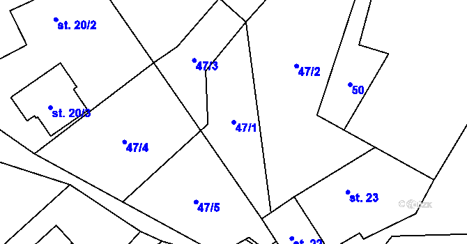 Parcela st. 47/1 v KÚ Novosedly u Strakonic, Katastrální mapa