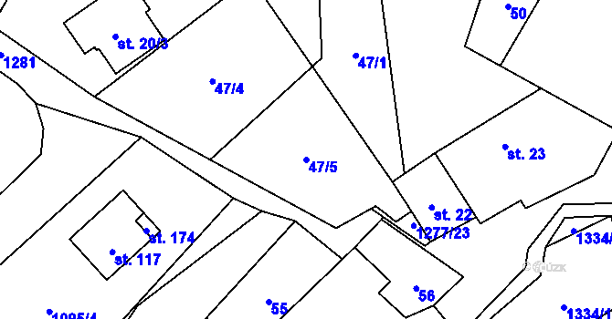 Parcela st. 47/5 v KÚ Novosedly u Strakonic, Katastrální mapa